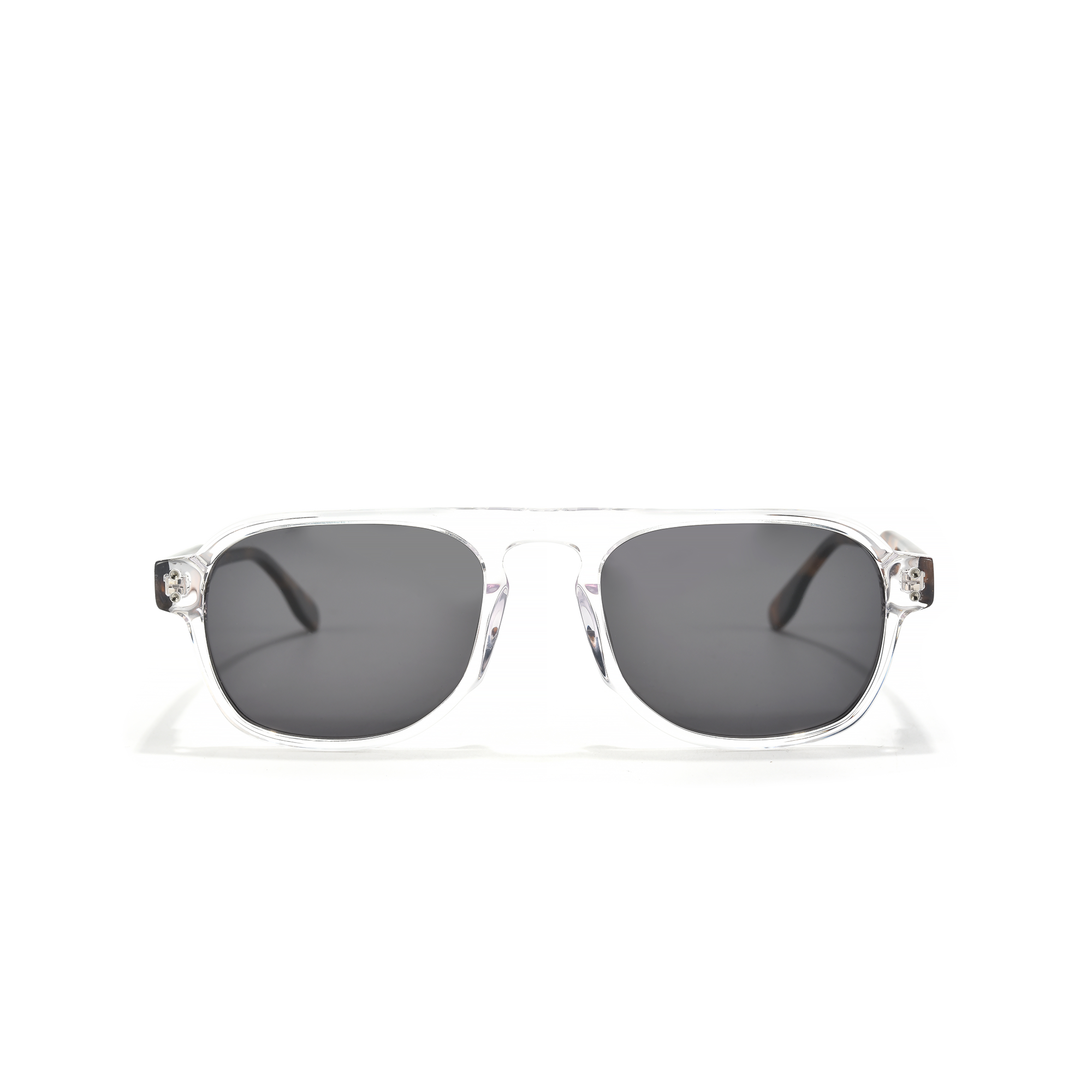 PORTMAN CLEARN TORT Stylish sunglasses with clear frames and dark lenses.