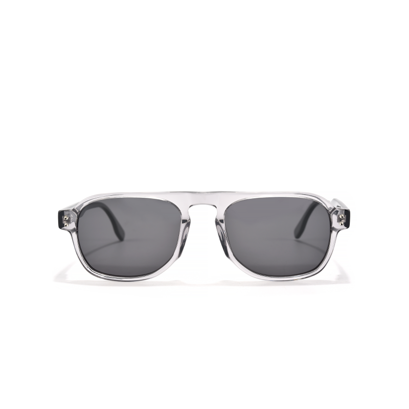 Stylish black sunglasses on white background