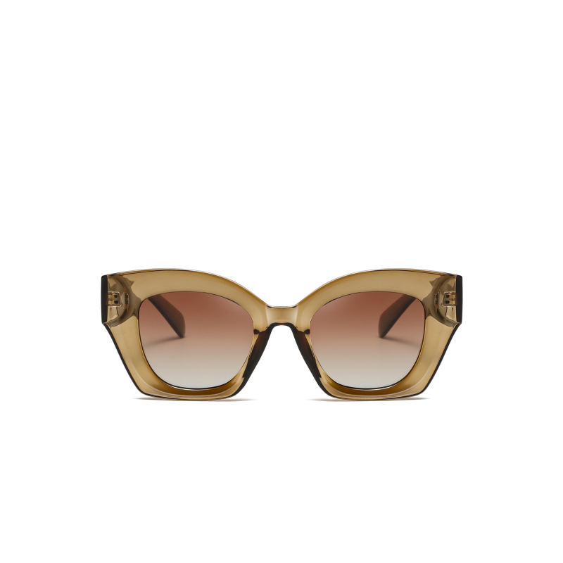 Brown cat-eye sunglasses with gradient lenses.