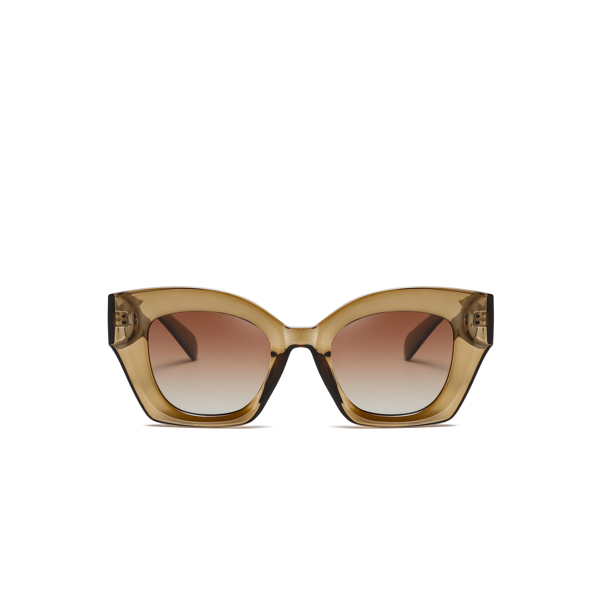 Rathbone by Find unsual Kahaki front Brown cat-eye sunglasses with gradient lenses.