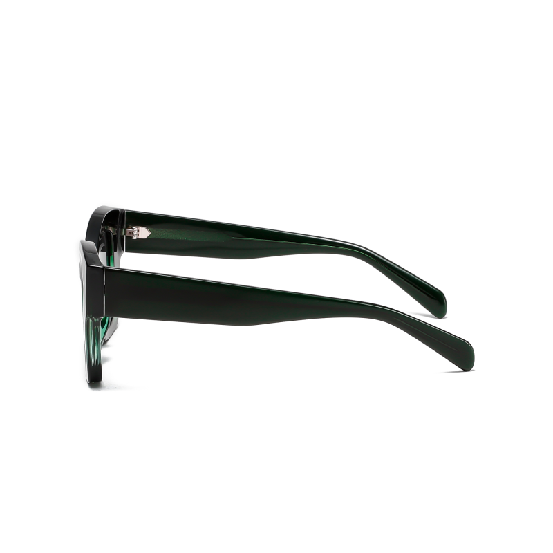 Side view of dark green sunglasses