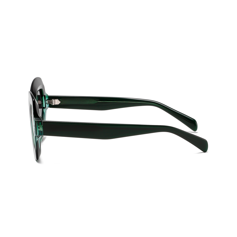 Side view of dark green sunglasses
