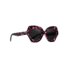 Purple tortoiseshell sunglasses with black lenses