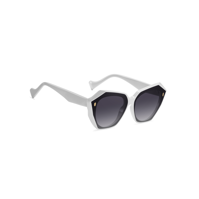 White octagonal sunglasses with dark lenses