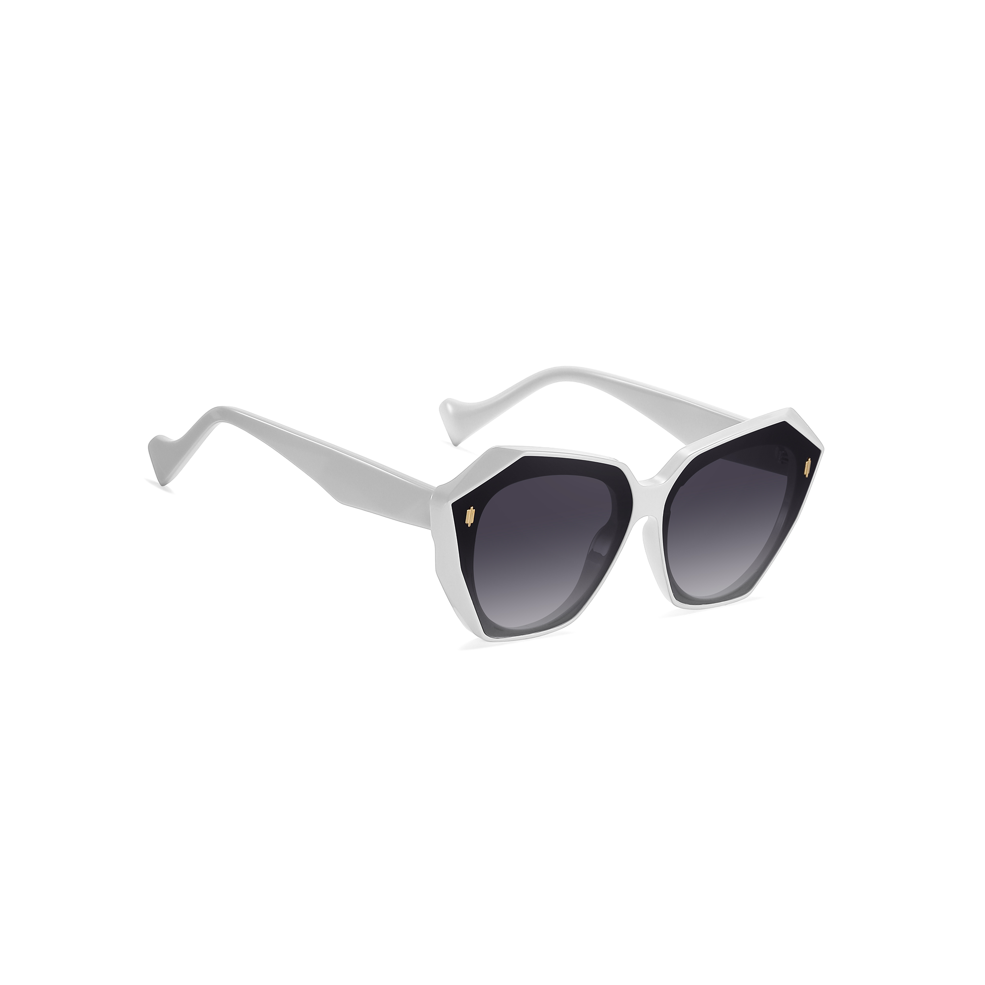 mercer by find unusual black side view White octagonal sunglasses with dark lenses
