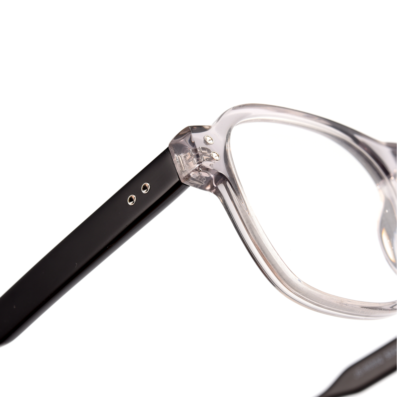 Stylish eyeglasses with black frame close-up