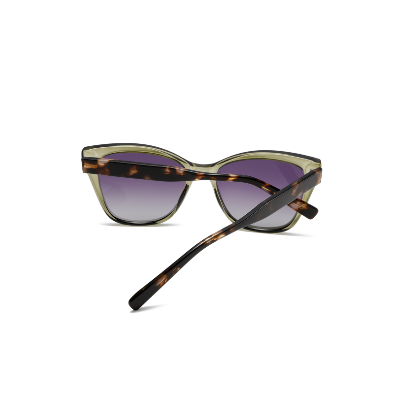 Tortoiseshell cat-eye sunglasses with purple lenses