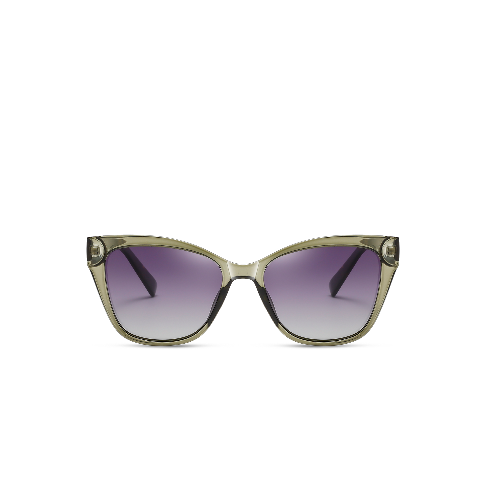 primrose by find unsuual green front view Stylish cat-eye sunglasses with gradient lenses.