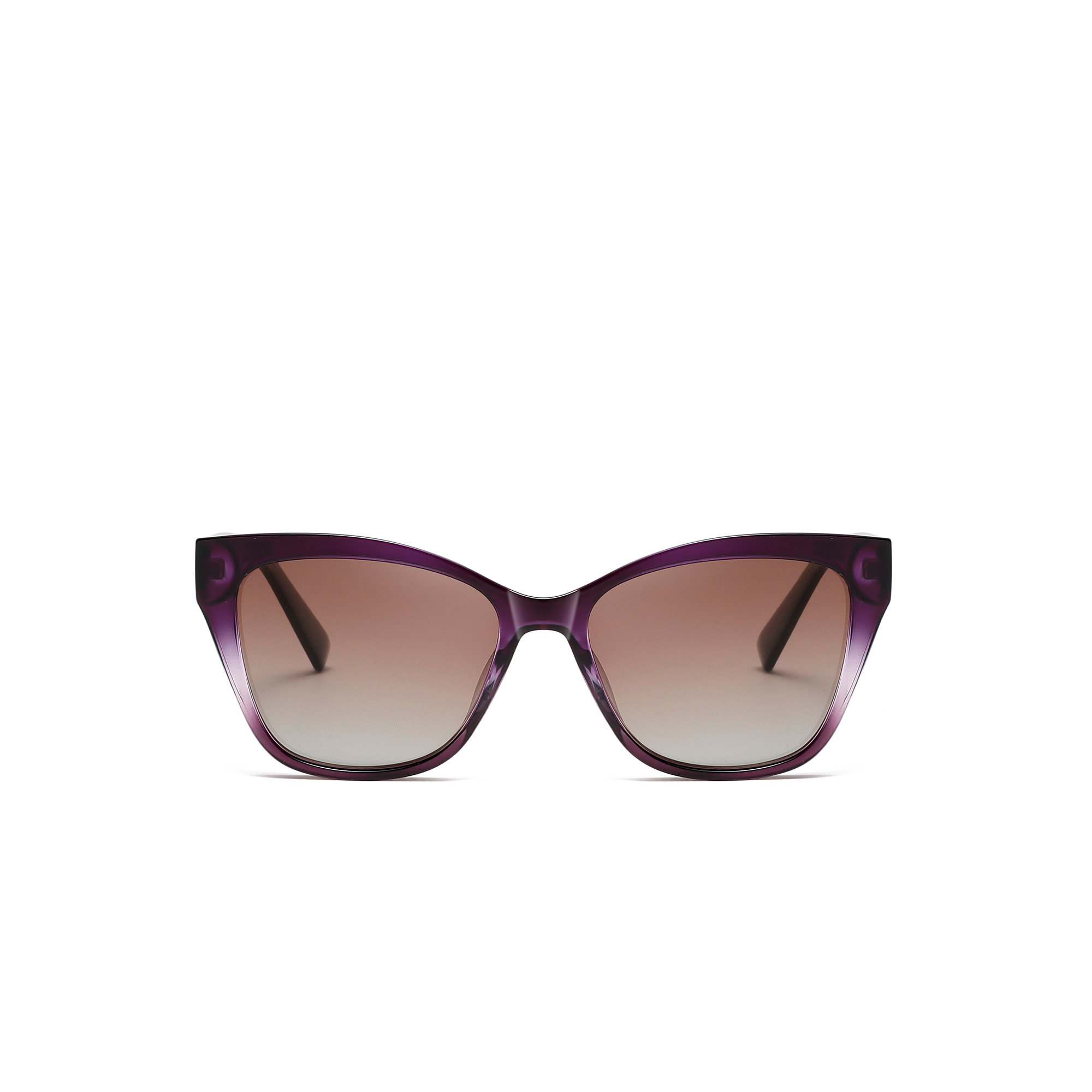 primrose by find unsuual green front Purple gradient cat-eye sunglasses front view.