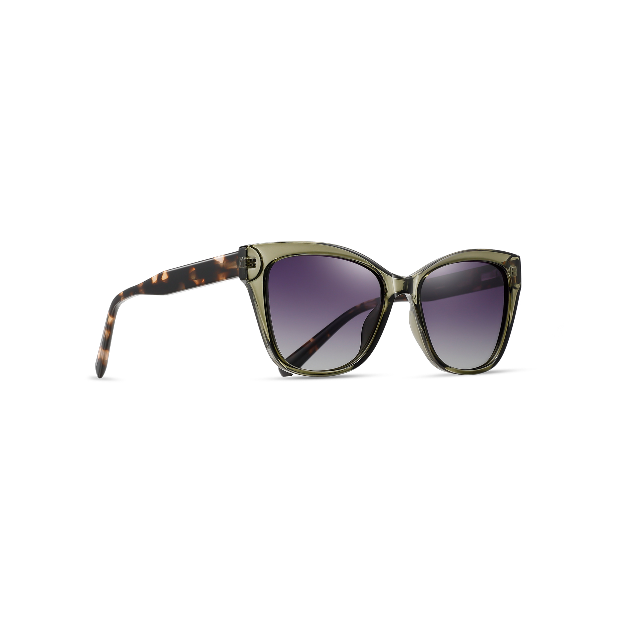 primrose by find unsuual green side view Stylish tortoiseshell and green cat-eye sunglasses.