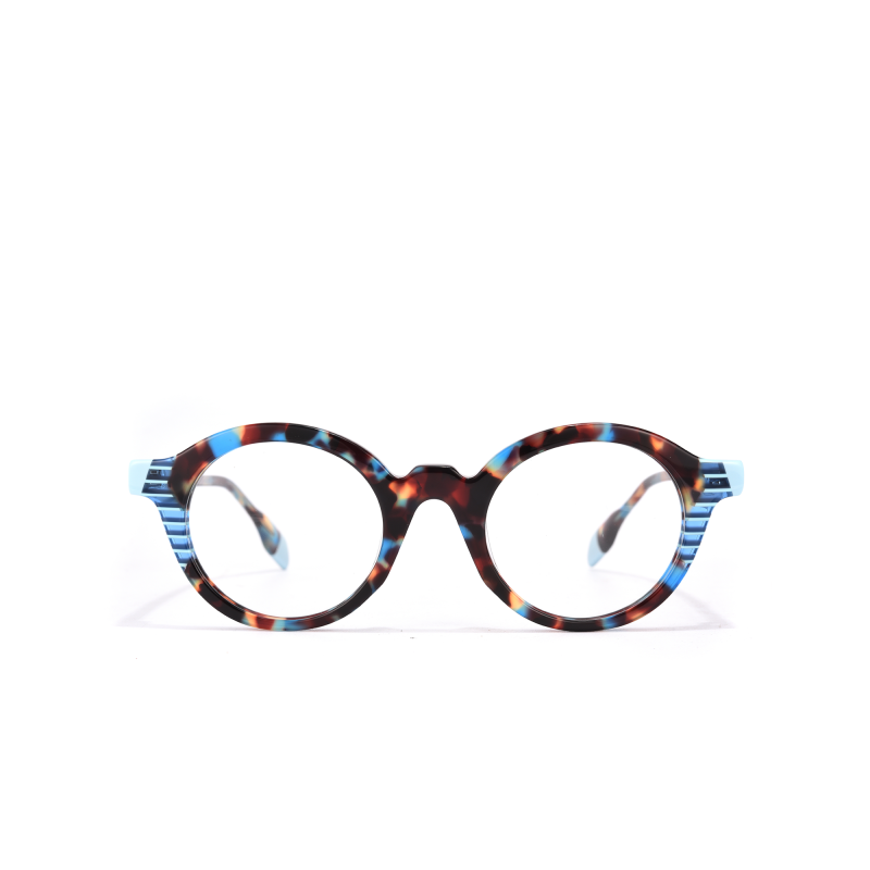Round tortoiseshell glasses on white background