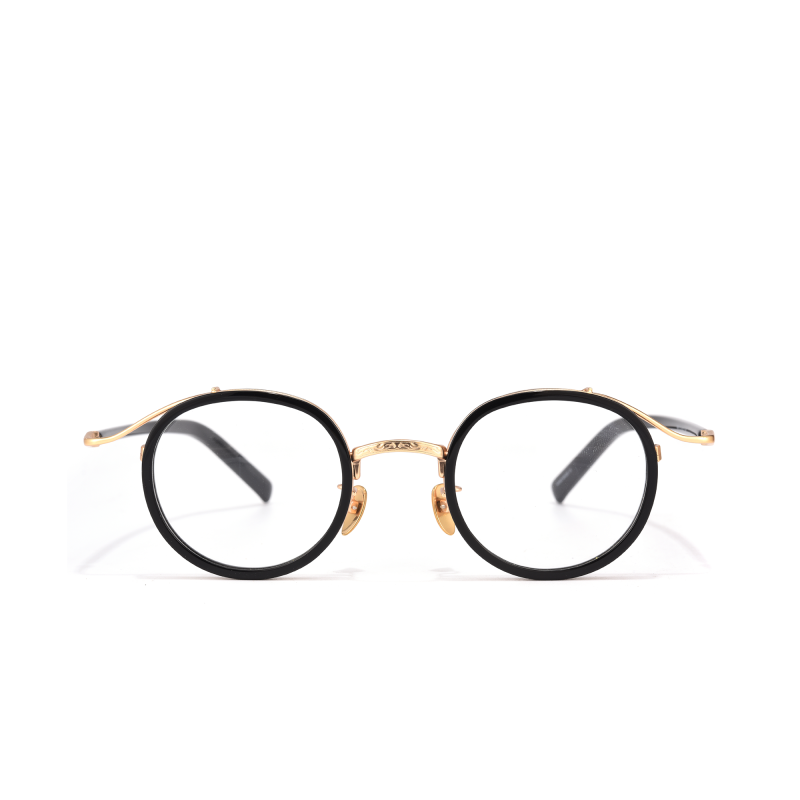 Round black and gold eyeglasses