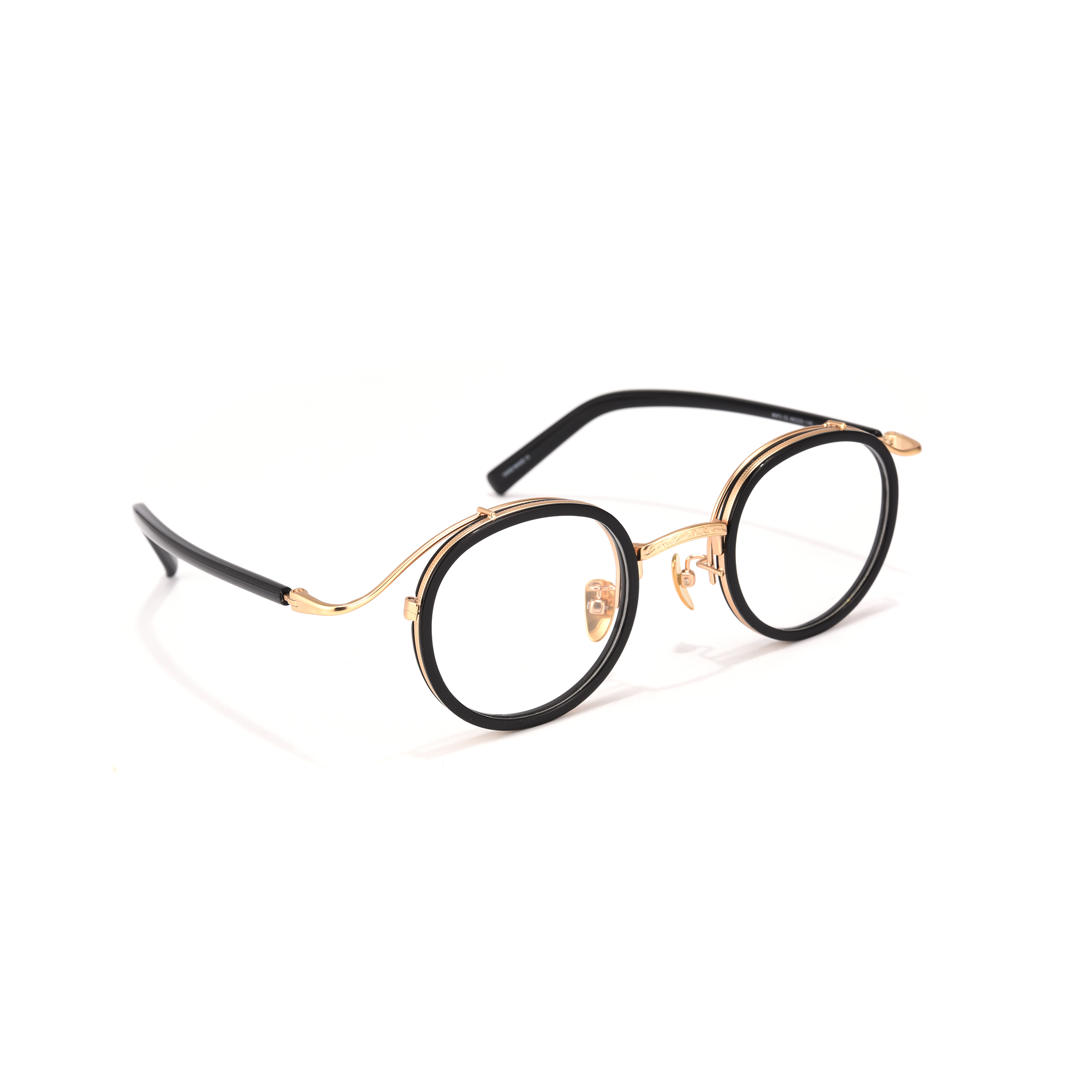 Cottesmore black gold side view Black and gold oval glasses