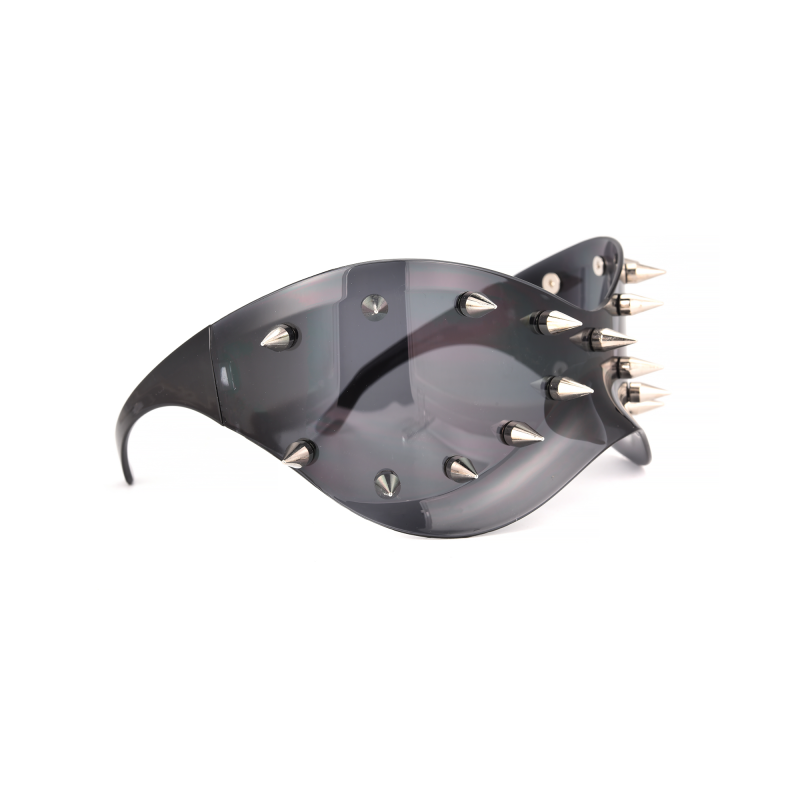 Spiked futuristic sunglasses on white background.