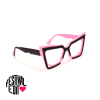 Pink and black cat-eye glasses
