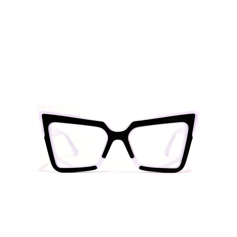 Stylish black and white cat-eye glasses