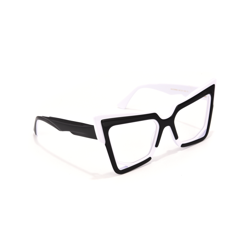 Futuristic black and white geometric eyeglasses
