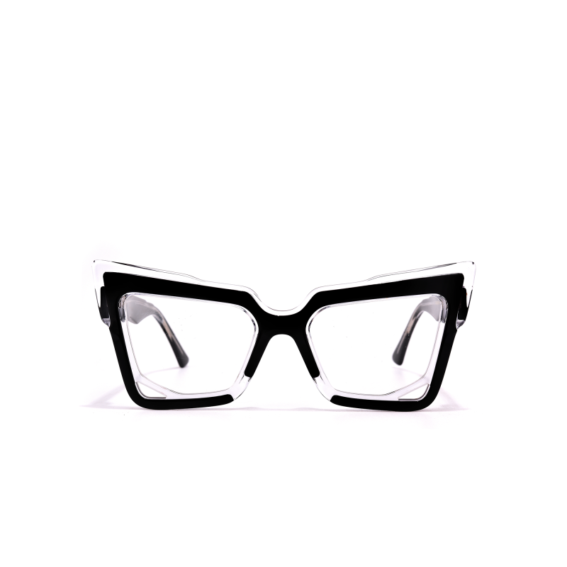 Black and white cat-eye glasses front view