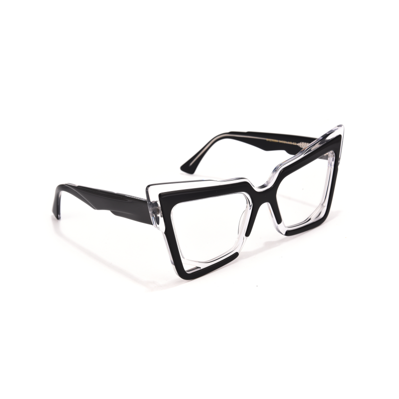 Black cat-eye glasses on white background