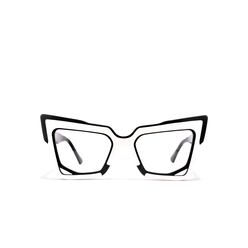 Stylish black and white cat-eye glasses