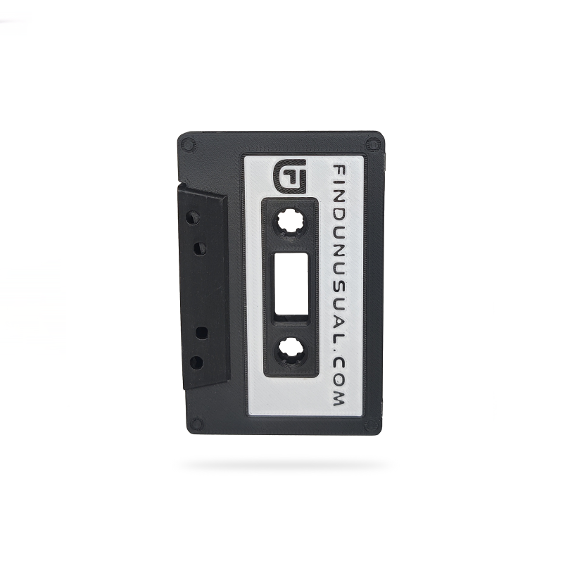 Cassette tape phone holder, findunusual.com branding
