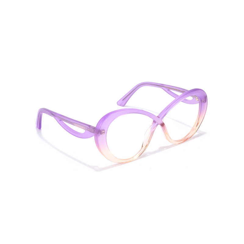 Purple and peach gradient eyeglasses on white background