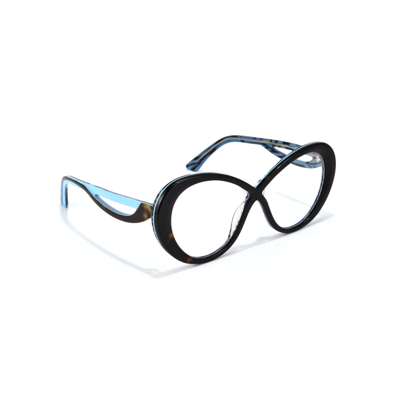 Stylish black and blue infinity-shaped glasses