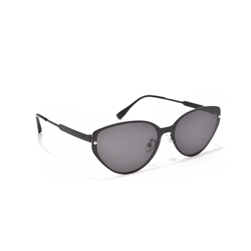 Stylish black sunglasses on white background.
