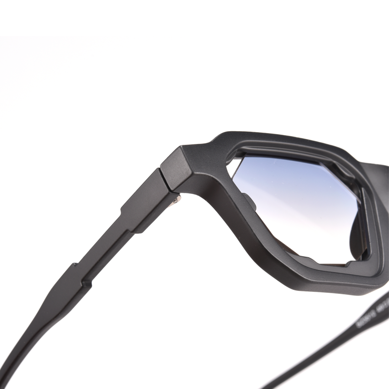 Close-up of modern black eyeglasses frame
