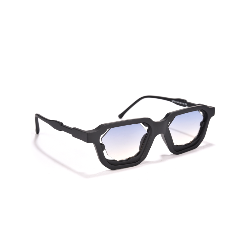 Stylish hexagonal black sunglasses with gradient lenses