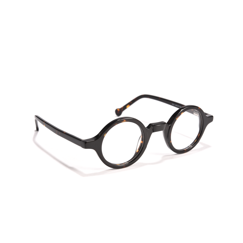 Round black eyeglasses on white background