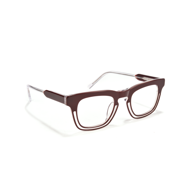 Stylish brown eyeglasses with clear frames