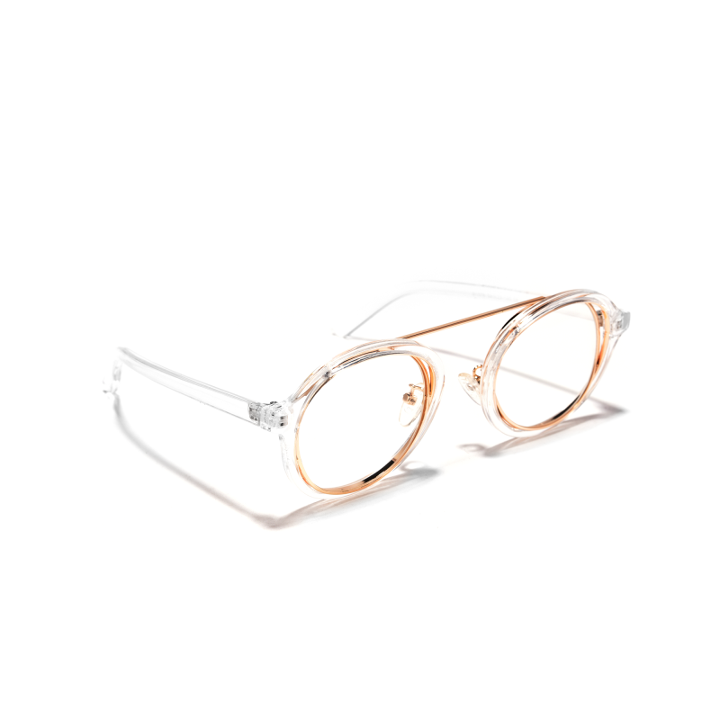 Clear round eyeglasses with gold accents
