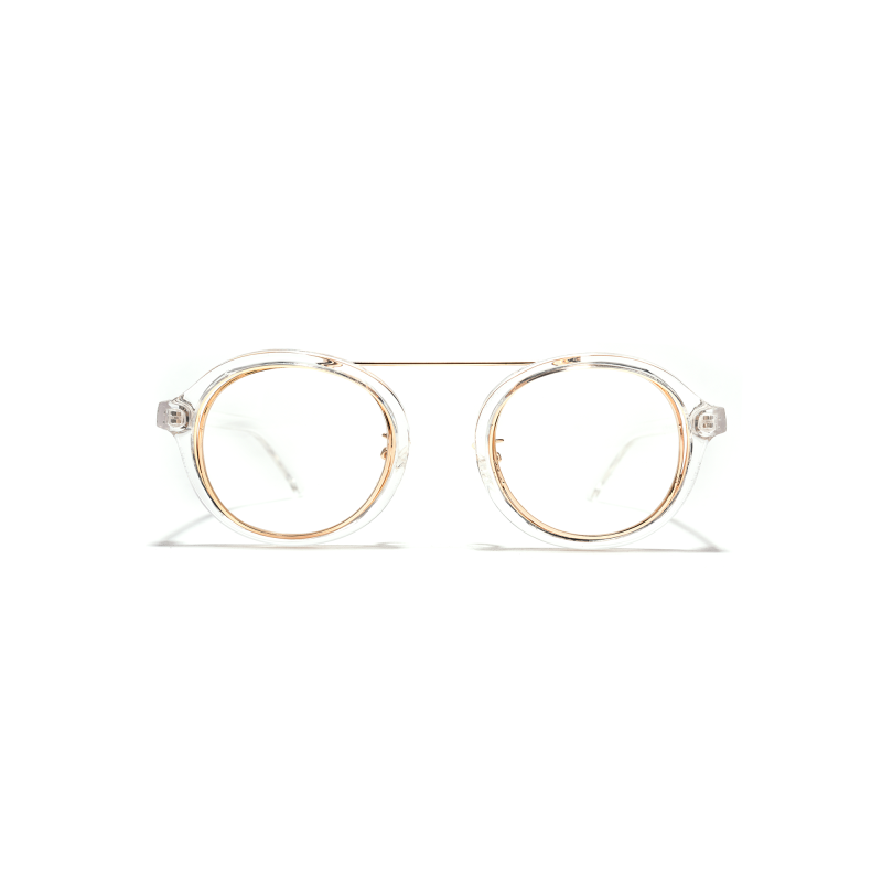 Round clear frame eyeglasses on white background