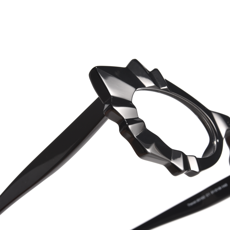 Black eyewear frames with unique geometric design