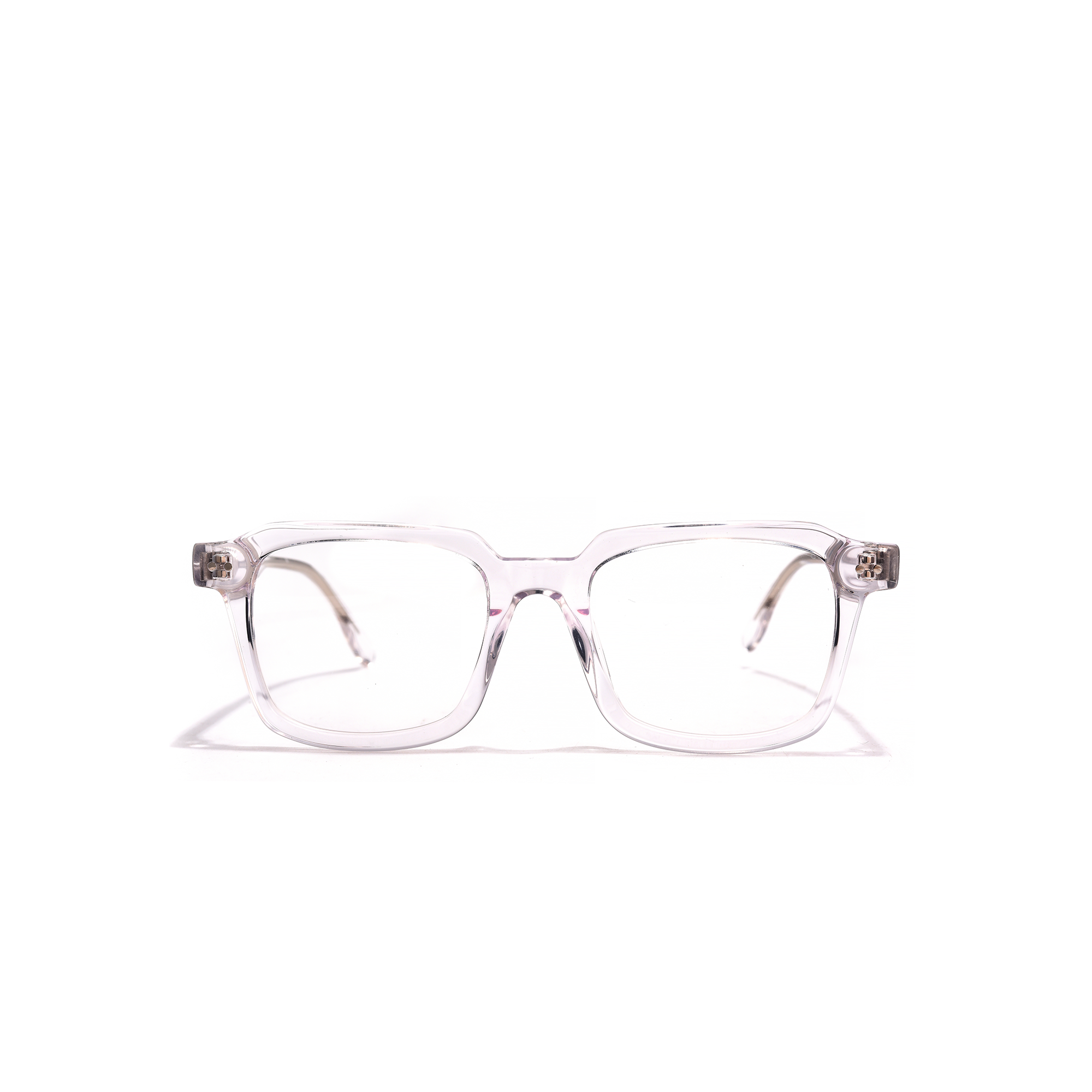 Ladbroke Optical clear front Clear rectangular eyeglasses on white background.