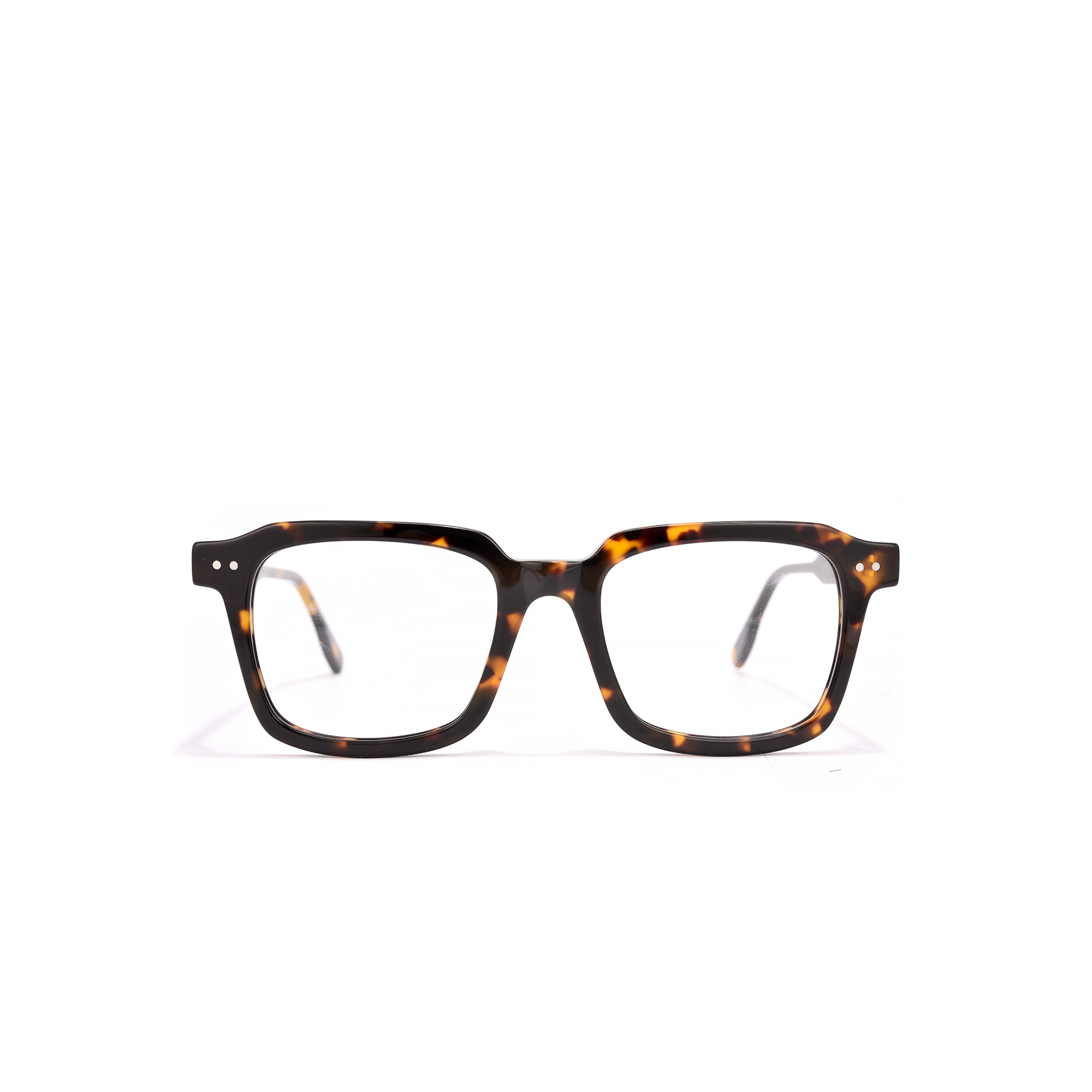 Ladbroke Optical tort front Stylish tortoiseshell eyeglasses with square frames.