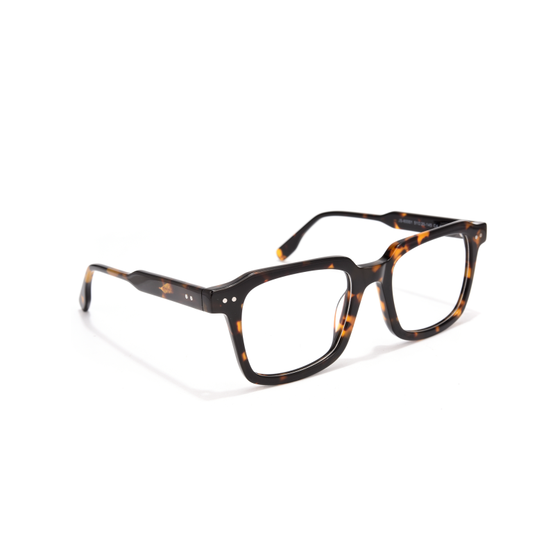 Tortoiseshell rectangular eyeglasses with clear lenses