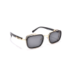 Stylish black sunglasses with gold accents.
