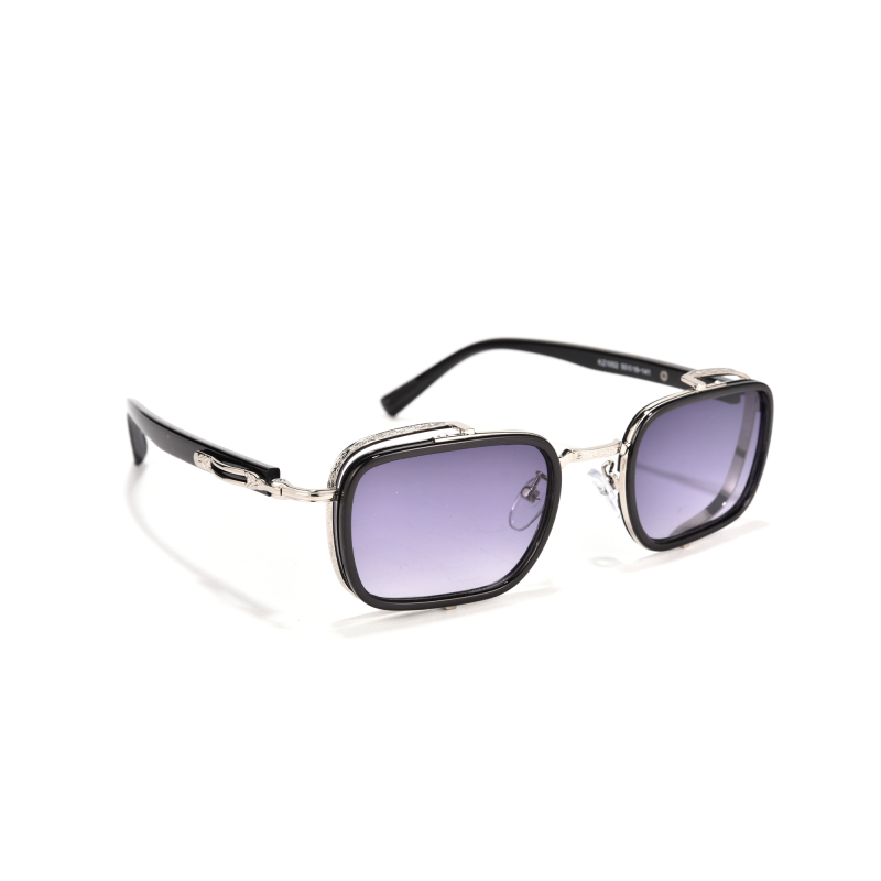 Black square sunglasses with silver accents.