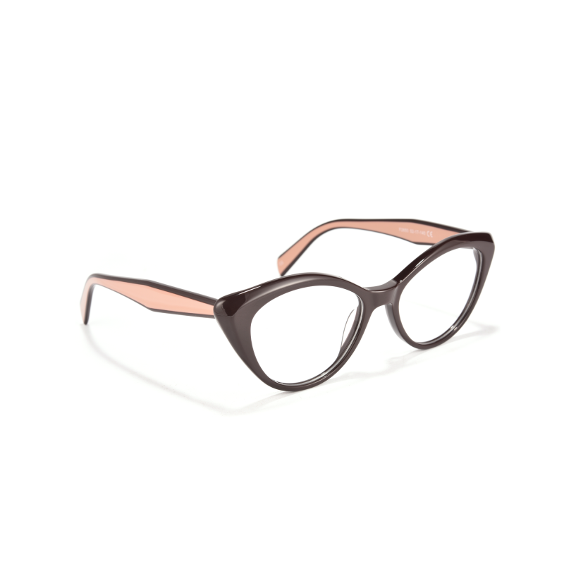 Black cat-eye glasses with pink interior