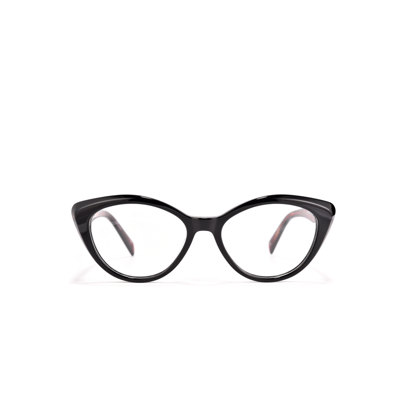 Black cat-eye glasses isolated on white background.