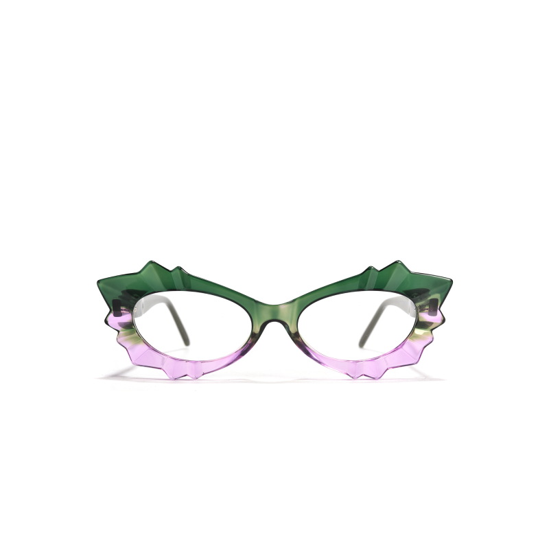 Green and purple star-shaped eyeglasses