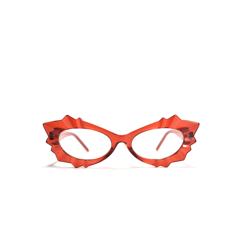 Red star-shaped glasses against white background.