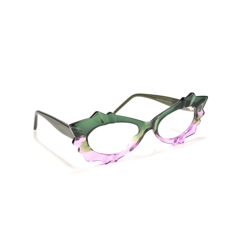 Colorful cat-eye sunglasses in green and purple