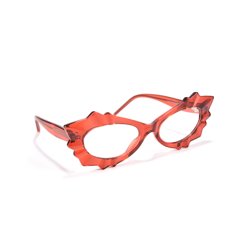 Bright red starburst glasses, eccentric eyewear