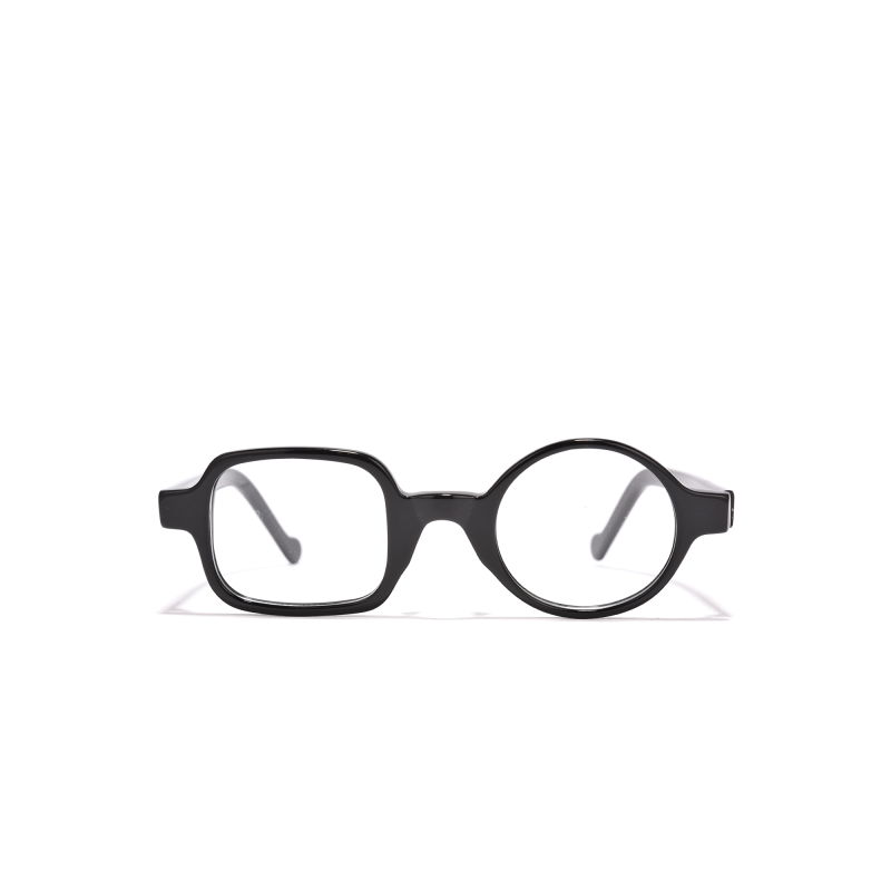 Black round eyeglasses with white background