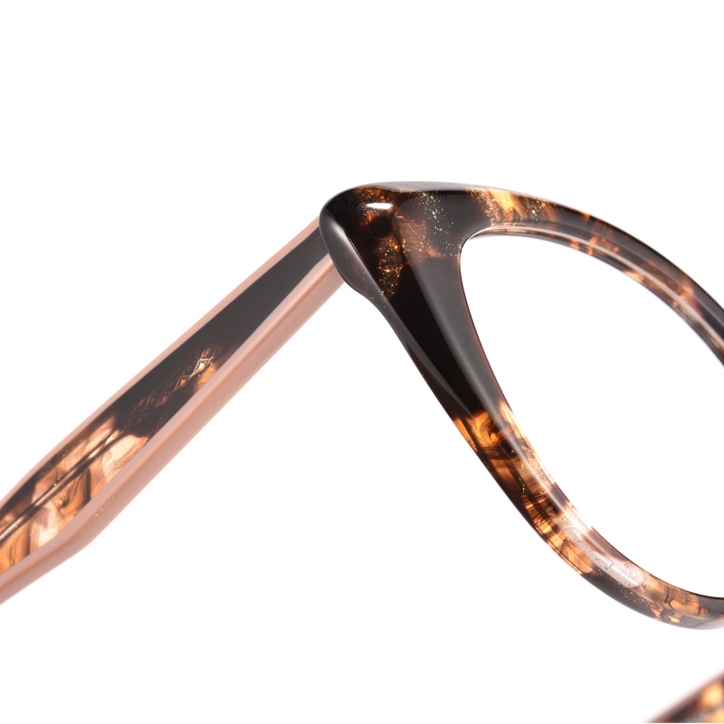Close-up of tortoiseshell eyeglasses frame.