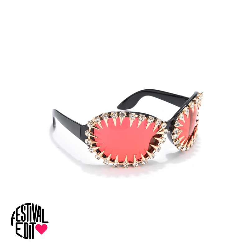 Obsidian | Spiked Crystal Oval Sunglasses