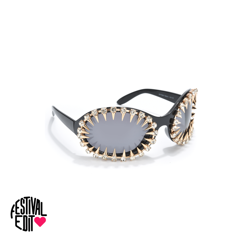 Obsidian | Spiked Crystal Oval Sunglasses